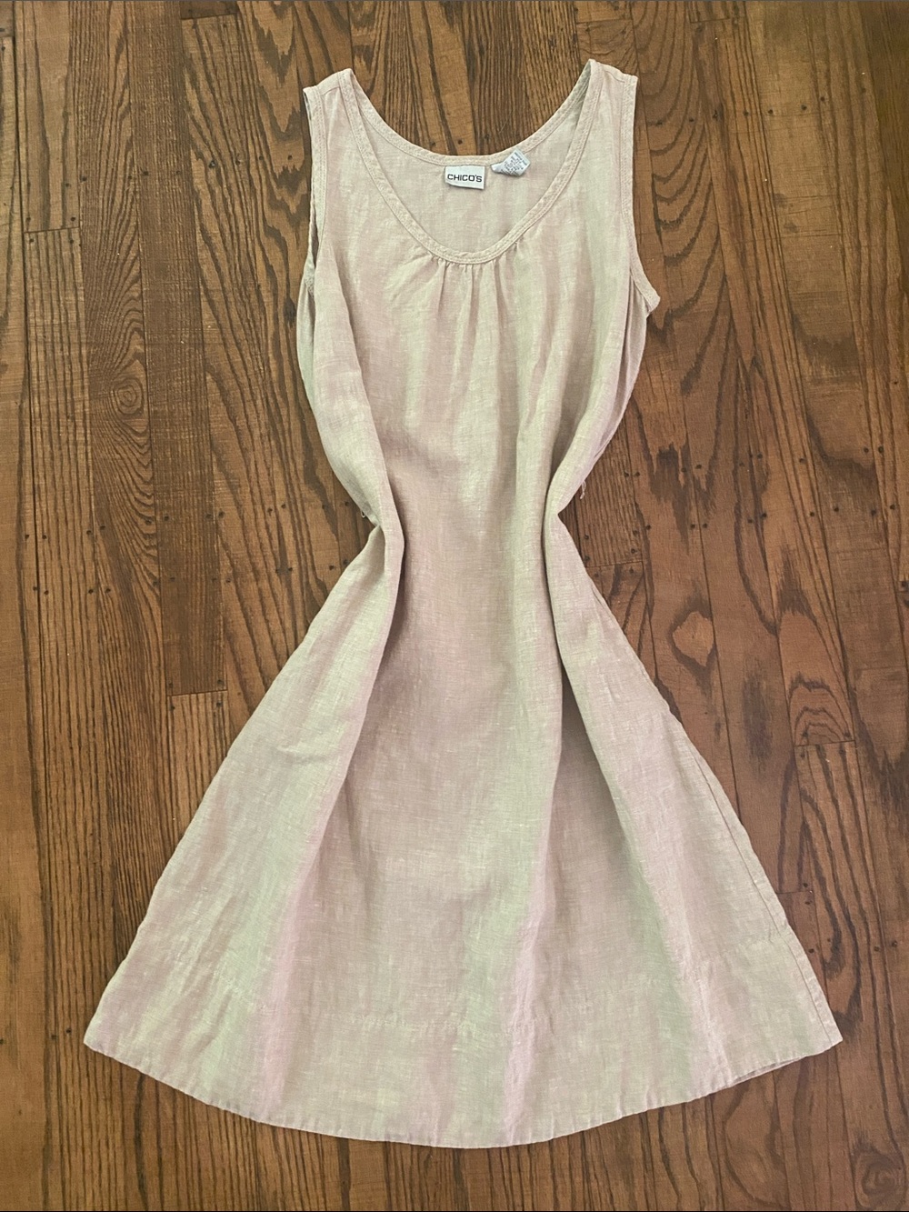 Chico's Tan Sleeveless 100% Linen Midi Dress
